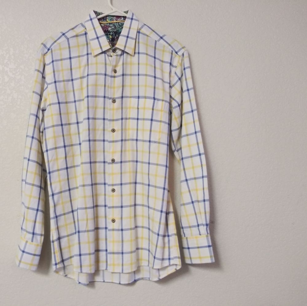Marcello Sport Plaid Yellow White Medium Shirt